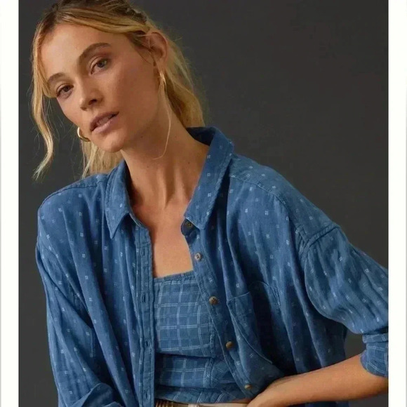 Anthropologie Pilcro Cotton Buttondown Size M - Picture 2 of 7